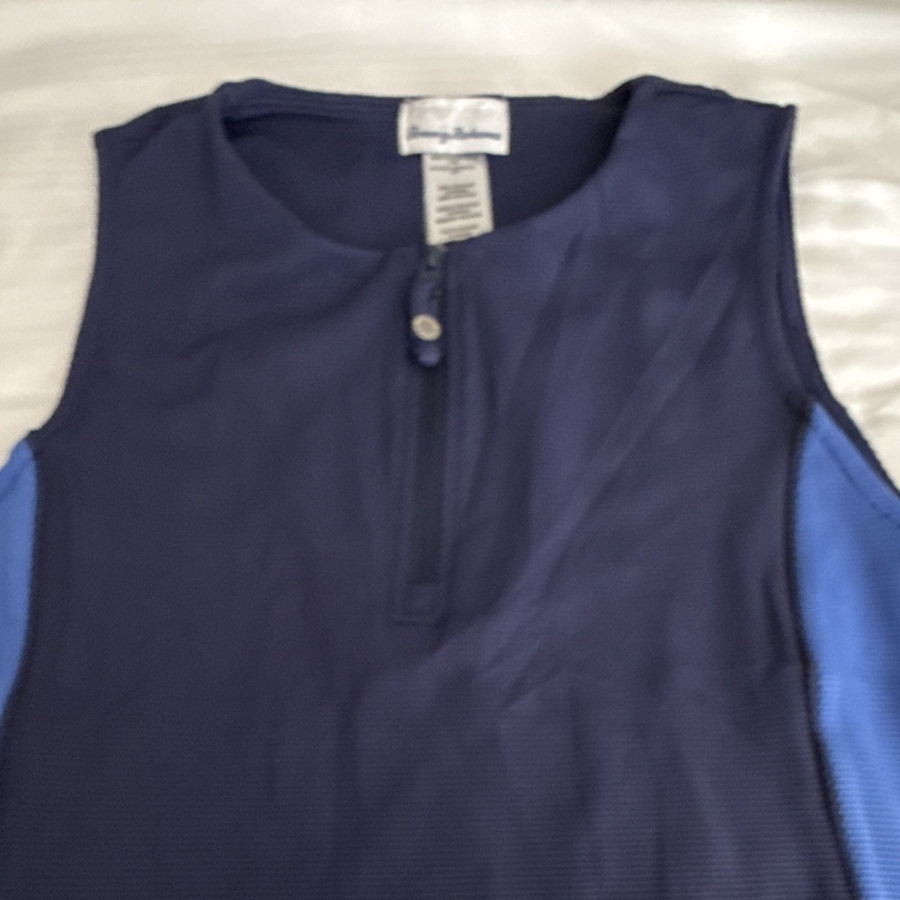 Tommy Bahama Women's Tank Top Colorblock 1/4 Zip Mesh Nylon XS Blue NWT